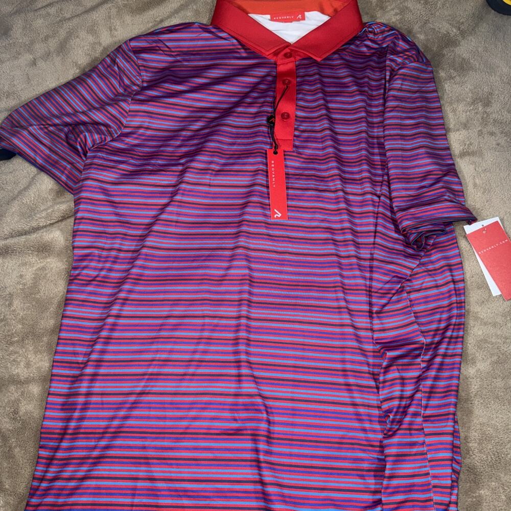 Redvanly Archer Polo Golf Shirt Red Rio Stripe Size‎ XXL New